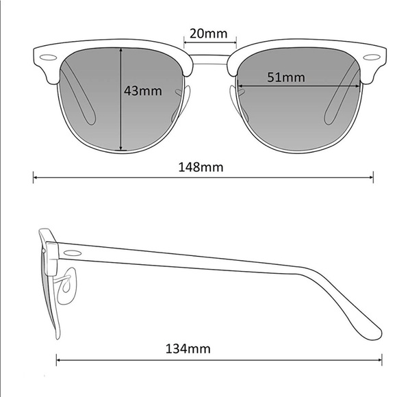 Clubmaster Sunglasses Black Frame Lens Polarized - Picture 4 of 5